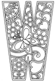 Download, print, color-in, colour-in Uppercase W